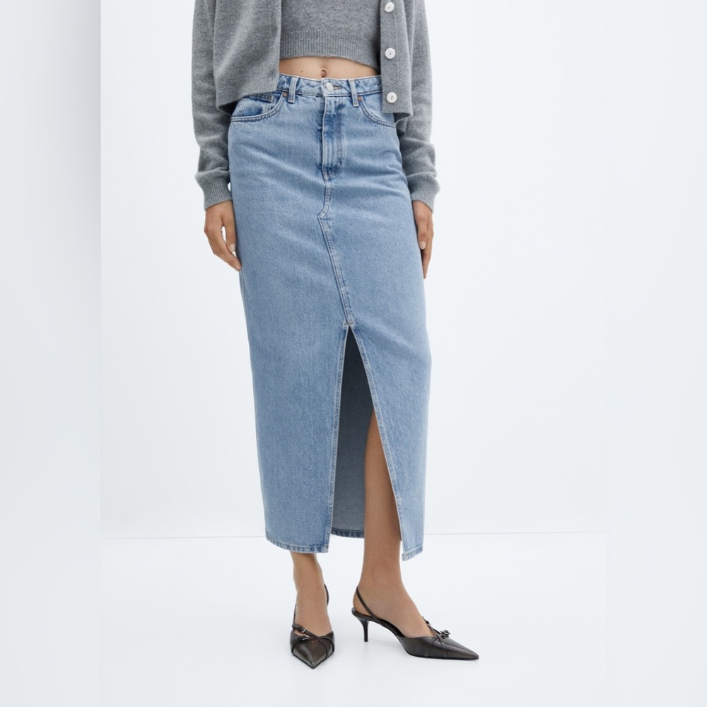 Mango Slit Denim Skirt